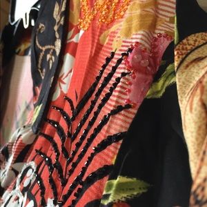 “Faith” Tropical Multicolored Print Blouse Size M